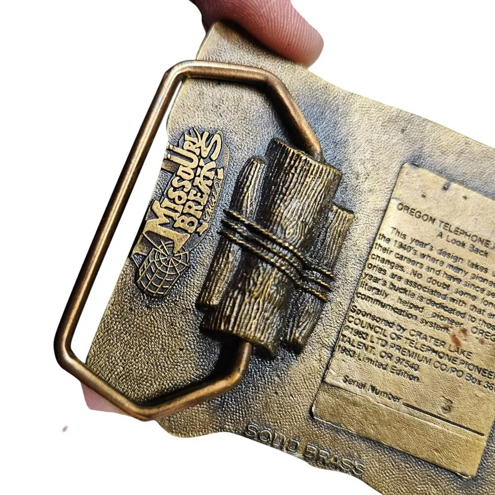 Vintage‎ Solid Brass Telephone Pioneers Belt Buckle Oregon Limited Edition No. 3